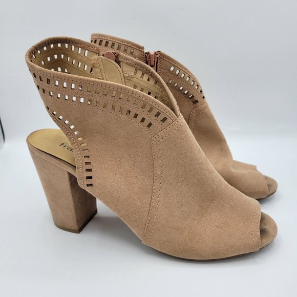 Francesca's Suede Peep Toe Booties Boots Women's Size 10 - Picture 11 of 12